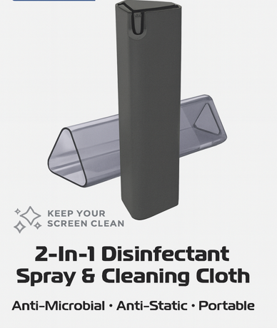 ZGEAR 2-In-1 Disinfectant Spray & Cleaning Cloth (portable screen cleaning kit)