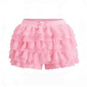 Women's Y2k Ruffle Shorts Lace Layer Bloomers Sexy Booty Mini Skirt Pumpkin Sweet Pettipants, XXL