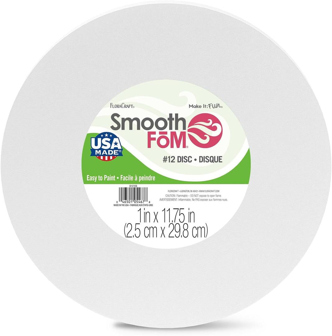 FloraCraft SmoothFM Disc 1 Inch x 11.75 Inch White 12-Pack