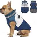 azuza Dog Jacket for Small Dogs Waterproof Dog Coat with Reflective Strips and Harness Built in Warm Fleece Dogs Winter Coat Windproof with Back Zipper, Navy M