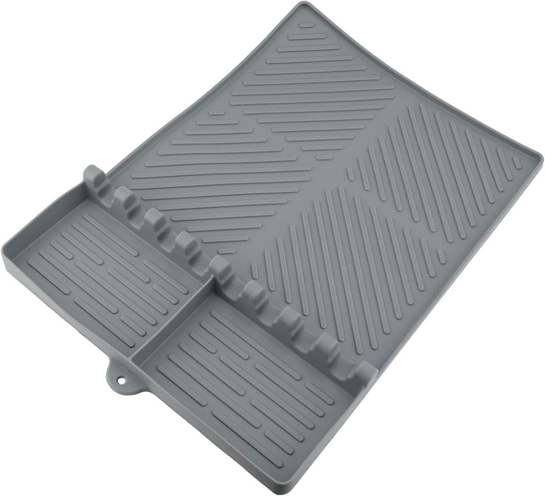 Silicone Spatula Mat Food Grade Heat Resist Non Slip with 8 Slots Reusable Drip Water Mat Easy to for Kitchen Countertop