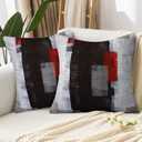 Red and Grey Pillow Cover, Modern Black White Decorative Throw Pillow Cushion Cover for Bedroom Sofa Living Room 16 x 16 Inch Set of 2