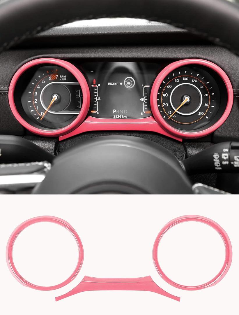 Savadicar Pink Interior Accessories - Instrument Panel Trim Set for 2018-2023 Jeep Wrangler JL JLU 4XE & Gladiator JT - Solid Color Interior Decor Upgrade Option, 3-Piece