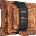Fibogollo Bamboo Cutting Boards for Kitchen,Chopping Boards Set with Juice Groove,End Grain Bamboo Butcher Block,Serving Board with Holder(3 Pcs)