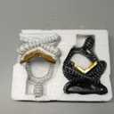 Bookends for Shelves, Decorative Book Ends, Heavy Duty Book Stoppers, Thinker Statue Decor, Modern Home Office Decoration Bookshelf Accessories (White & Black)