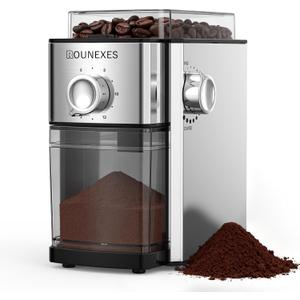 Electric Flat Burr Coffee Grinder, Coffee Grinder with 17 Grind Settings, Coffee Beans Grinder with Removable Burr, Large Capacity Bean Hopper & Compact Design for Home&Office