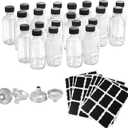 Z-synka 20PCS 2oz Glass Bottles with Caps, Small Glass Jars, Wellness Shot Container, Liquid Sample Bottles 60ml with Funnels, Labels, for Bourbon Whiskey, Essential Oils, Juice, NO Leakage