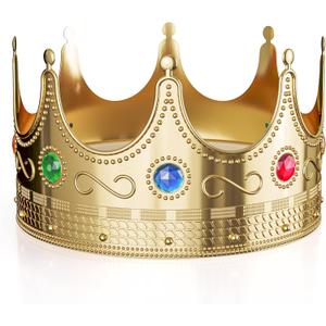 Gold Crown Display Royal Queen and King Crown Luxurious Royal Crowns for Women and Men - 0.75" x 8" Perfect for Parties Prom King Regal Decor & Crowns for Kids Royalty Themed Events