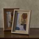 Picture Frame Set, 4x6 Photo Frames with Foldable Stand, Stylish Tabletop Display, Durable Wood Design, 3Pcs, Brown, Marble, Natural Wood Color