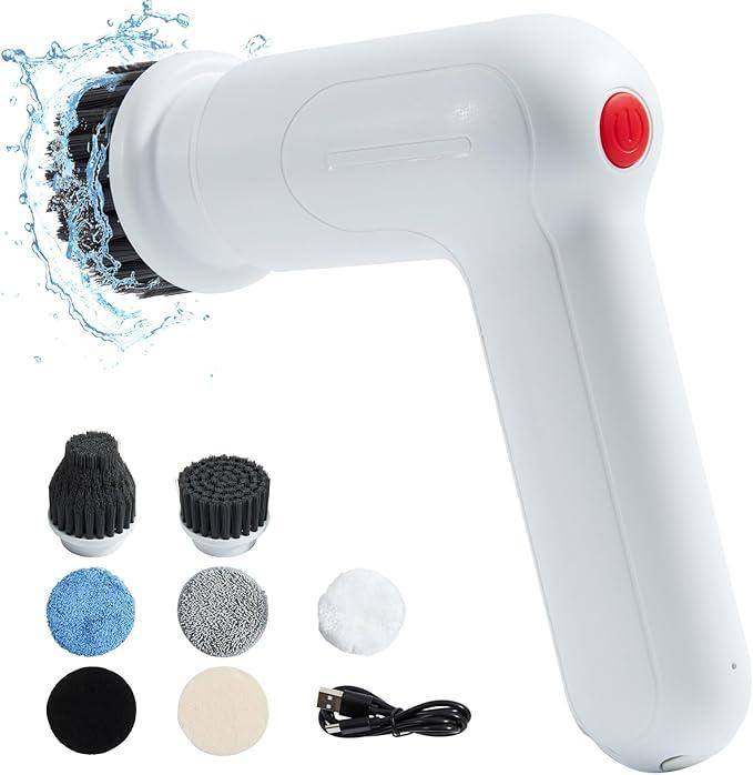 DEDC Electric Spin Scrubber Brush, Cordless Drill Brush Kit Interior Cleaner Brush Set with 8 Replaceable Brush Heads, Powerful Shower Scrubber for Cleaning Tile/Grout/Tub/Stove/Car/Windows