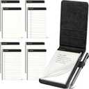WEMATE 10 Pieces Small Notepad Holder Set Pocket Notebook - Included Mini Pocket Notepad Holder Set with 8 Memo Book Refills and Metal Pen for Meetings, Daily Records, and Notes 3 x 5 Inch (Black)