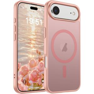 SUPFINE Magnetic for iPhone Air Case (Compatible with MagSafe)(Military Grade Drop Protection) Slim Translucent Matte Shockproof with Anti-Fingerprint Phone Cover for 17 Air,Pink