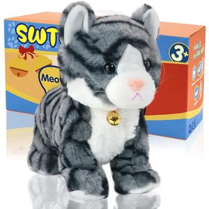 Interactive Walking Electronic Cat Sound Control Plush Grey