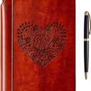 SETTINI Lined Journal - Heart Journal for Writing Gift Set - Hardcover Vegan Leather, Includes Luxury Pen in a Unique Pen Holder, 192 Pages, 6 x 8.5 inches - Mothers Day Gifts