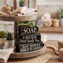 Lineshading 4 Pcs Bathroom Shelf Decor Sign Farmhouse Bathroom Decor and Accessories Rustic Eucalyptus Leaves Block Sign Soap Fresh Hand Towel Free Table Centerpiece for Home Toilet Hotel Campsite