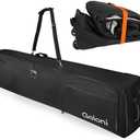 Goloni Ski Bag with Wheels,Padded Snowboard Bag for Air Travel,600D Waterproof Fabric,Foldable Snow Bag Fits 2 Pairs Skis