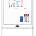 Magnetic Mobile White Board, 48 x 24 Double Sided Dry Erase Board Rolling Whiteboard Aluminum Frame Standing Whiteboard on Wheels