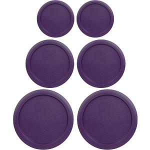 Replacement Lids for Pyrex Containers Round Glass Food Plastic (2) 2-Cup (2) 4-Cup (2) 7-Cup (Purple)