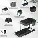 2 Pack Under Sink Organizer with Pull-Out Drawer, 2-Tier Cabinet Storage for Kitchen & Bathroom, Tool-Free Assembly, Fits Cleaning Supplies & Toiletries, Space Saving for Small Cabinets, Black