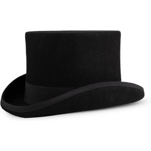 Wool Felt Top Hat Victorian Mad Hatter 6" Magic Hat Gentlemen Performing Jazz Caps Rock Hat for Men Women Gift (Small, Black)
