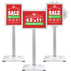 Sign Stand 8.5x11inch Pedestal Sign Holder Poster Stand 3Packs Adjustable Floor Standing Sign Holder with Heavy Duty Display Stand for Indoor Outdoor Business Store Sign Holders(Silver)