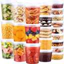 BYSNOW 60 Sets Deli Containers with Lids, 32/ 16/ 8 oz X 20 Set Each, Leak-Proof & BPA Free Airtight Stackable Takeout Plastic Food Storage Containers, Freezer/ Microwave/ Dishwasher Safe