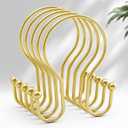 AmazerBath Shower Curtain Hooks Gold Shower Curtain Rings, Simple Double Hook Shower Curtain Hooks Rust Proof, Metal Smooth Shower Hooks for Shower Curtain Rod, 12 Pcs Shower Rod Hook Light Gold