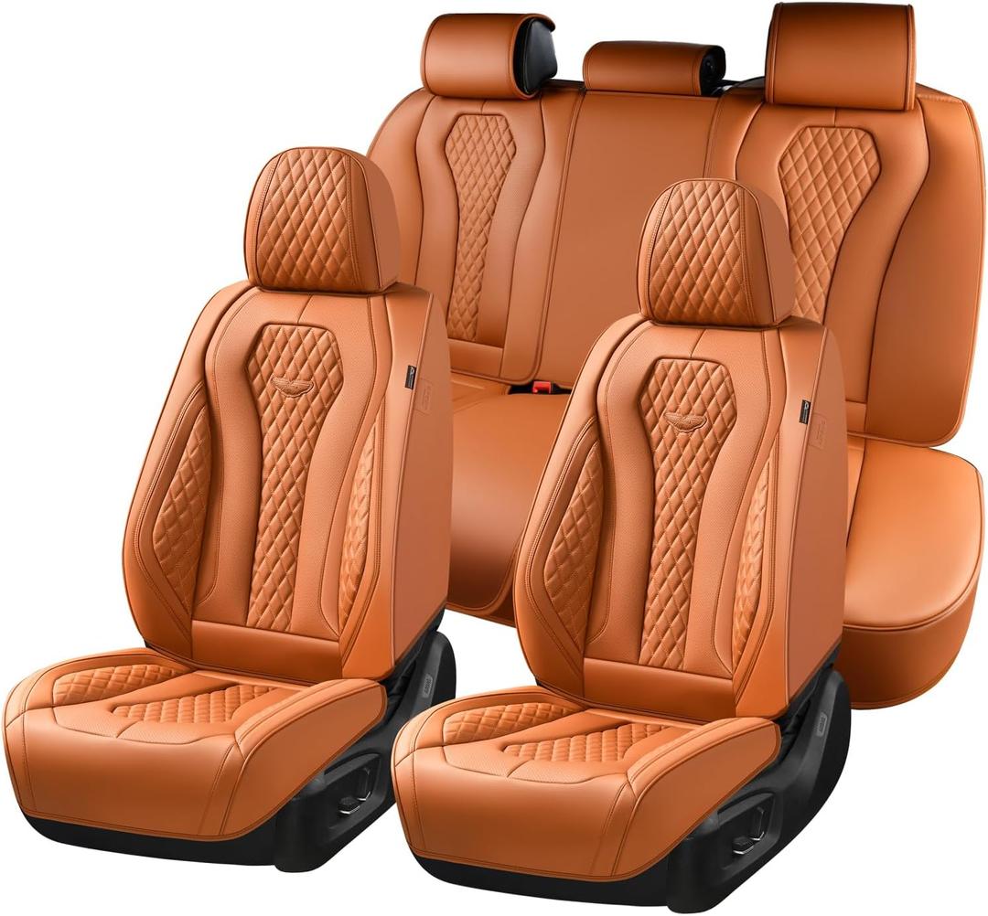 Coverado Car Seat Covers Full Set, Brown Seat Covers, Automotive Car Seat Cover, Car Seat Covers Front Seats Back Seat Covers, Car Seat Protector Universal Fit Most Cars