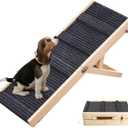 Dog Ramp for Bed, Folding Wooden Pet Ramp, Portable Dog Climbing Ladder,32.6" Long and Adjustable from 10" to 19" Dog Step for Bed, Couch,Car