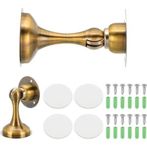 MECCANIXITY Magnetic Door Stoppers Stainless Steel Door Stops, Wall Floor Mounted Doors Holder Keep Doors Open for Home Office Closet (Golden Bronze,Pack Of 2)