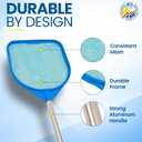 Pool Skimmer Net - Handheld Hot Tub Skimmer for Spa, Stock Tank Pool, Small Pool & Aquarium Cleaning (2 ft, Blue)