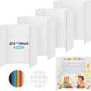 4 Pcs Trifold Poster Board, 21.5x14 inches Small White Poster Board Comes with Sticky Accessories, Corrugated Presentation Boards, Display Board for School Projects, Business Presentations