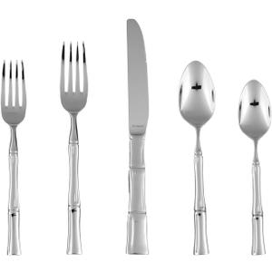 FORTESSA Royal Pacific 18/10 Stainless Steel Flatware, 5 Piece Place Setting With Table Knife, Forks and Spoons (Service For 1), Dishwasher Safe, Polished (Silver)
