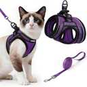 rabbitgoo Cat Harness and Leash Set for Walking Escape Proof, Adjustable Soft Kittens Vest with Reflective Strip for Cats, Comfortable Outdoor Vest, Purple, L