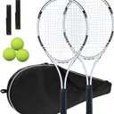UUBEMM Tennis Rackets 2 Players Recreational for Adult,Lightweight Tennis Racquets for Beginner Student Training,Tennis Racket Set with Carrying Cover Bag,Grip Tapes,Tennis Balls, One Size