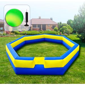 WARSUN 15Ft Gaga Ball Pit with Gaga Ball, Portable Gaga Ball Inflatable for Indoor Outdoor School Family Activities Inflatable Sport Games (Blue&yellow)