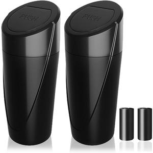 JinzhuxiaGS Car Trash Can with 90 Free Garbage Bags - Waterproof, Lid-Closed, Easy-to-Clean Cup Holder Trash Can, Ideal for Car Organization (Black 2-Pack, Perfect for Home, and Travel)