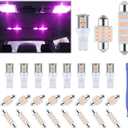 24 Pieces Dome Light LED Car Interior Bulb Kit Set 194 T10 DE3175 578 31mm 42mm Bulbs Interior Replacement Lights for Car Map License Plate Door Side Marker Cornering Trunk Light - Purple