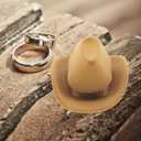 Veemoon 3pc Ring Storage Box Cowboy Hat Shape Jewelry Organizer Earrings Case Hat Flannel Storage Unique Design