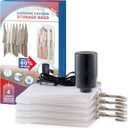 Hanging Vacuum Storage Bags, 4 Pack Hanging Storage Bags for Clothes With Electric Pump, Vacuum Sealed for Suits, Dress, Jackets (4 Long)