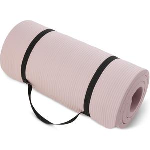 Amazon Basics Extra Thick Exercise Yoga Mat with Carrying Strap, Pink