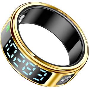 Smart Ring for Men Women Health Ring Heart Rate Monitor Blo-Oxy Fitness Tacker Ring Sleep Monitor Calories Step Counter Waterproof Gesture Remote Control Compatible with iOS Android Phones (#10(Inner circ2.46in))