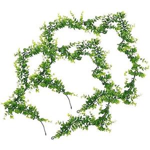 MUCKLILY 2pcs Realistic Faux Eucalyptus Garland Green Hanging Vine Artificial Plants for Indoor Outdoor Decor
