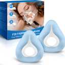 2PCs Replacement F20-Style Fabric Mask (Medium) - No Silicone Contact, CPAP Full Face Cushion Wrapped by Cooling Fabric for Airfit F20 & Airtouch F20, No Stuffiness Even in Hot Weather (Blue-M)