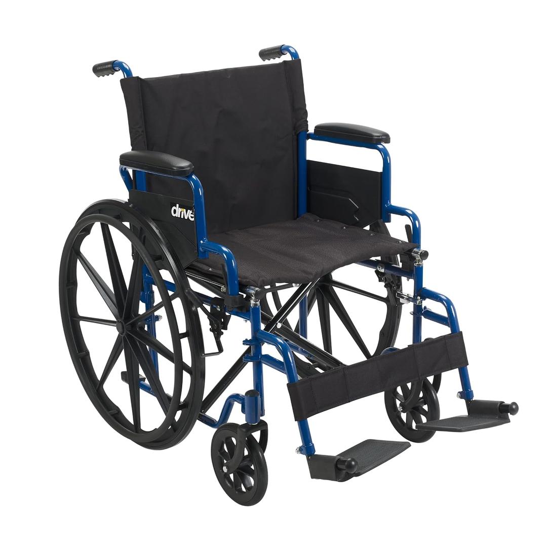 Drive Medical Blue Streak Lightweight Wheelchair, Footrests, 16" Seat