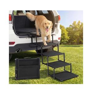 Extra Wide Dog Stairs for Car, Foldable Pet Steps for Large Dogs with Non Slip Surface, Dog Ramp for Truck and SUV, Portable Pet Stairs Supports Up to 150 Lbs (5 Steps)