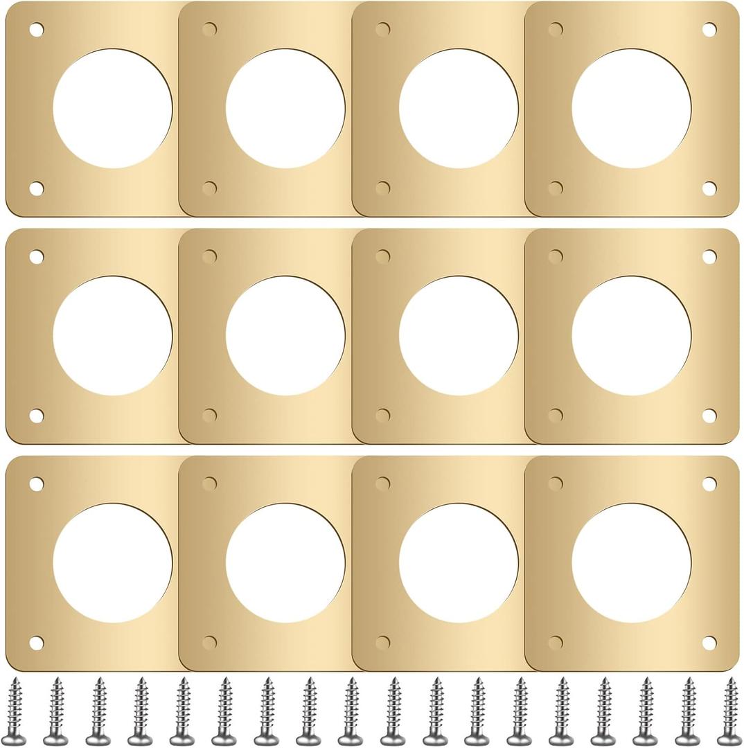 Hotop 12 Pcs 1 1/8 Inch Opening Bluebird Metal House Hole Guard Portal Bird House Protect Bird Room Guard Copper Portal with Opening for Eastern Bluebird Rooms Sparrow Houses(Gold)