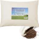 LOFE Organic Buckwheat Pillow for Sleeping - 14''x20'', Adjustable Loft, Breathable for Cool Sleep, Cervical Support for Back and Side Sleepers(Tartary Buckwheat Hulls) (Off White(pure))