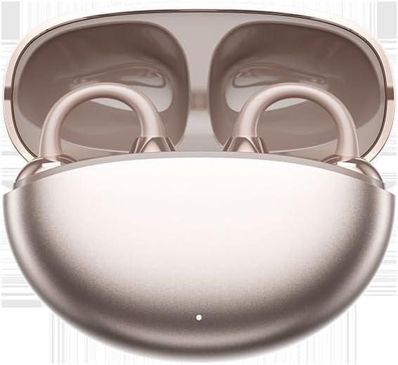 AULSTER Bluetooth 5.4 Clip-On Earphones with ENC Noise Cancellation, 8H Playtime, IPX4 Waterproof, Low Latency Game Mode for Sports, Running, Work and Gaming (Gold)