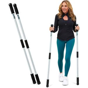 Weighted Walking Sticks for Seniors, Women & Men 1.2lb Each Ergonomic Hiking Poles for Balance, Posture & Stability Durable Trekking Poles for Walking (Small, Gray)
